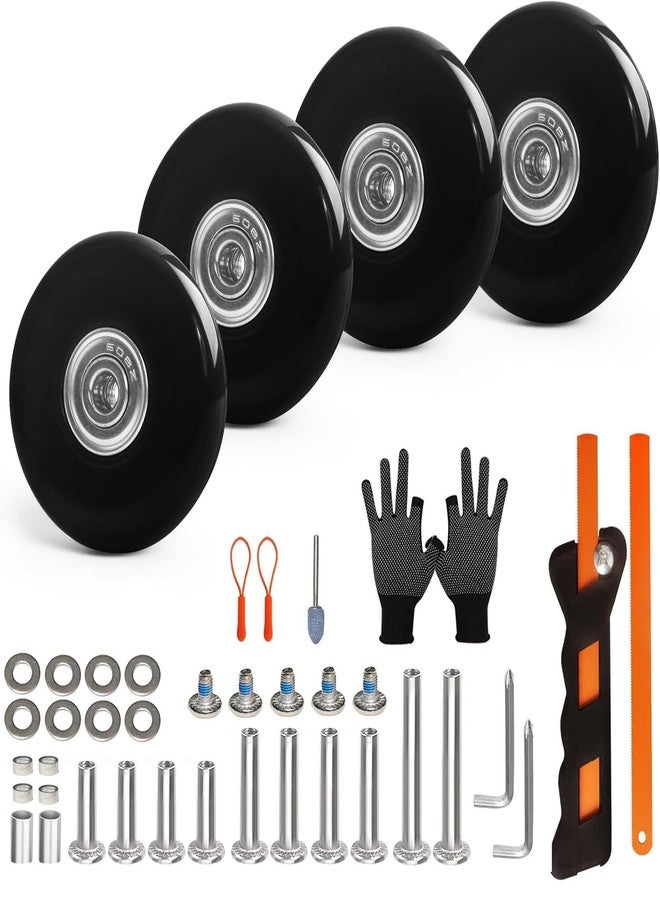 ASUNTOM Luggage Wheels Replacement Kit 4PC Diameter 2.1in/54mm Thick 0.7in/18mm PU Wheels with Ball Bearing 3 Size Axles Full Set Repair Tool for Suitcase Trolley Bag Draw-bar Travel Box - Image 1